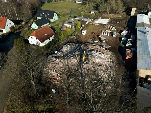 Abbruchfläche der alten Molkerei, Luftbild